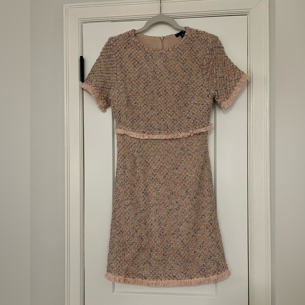 Aqua Pink Tweed Dress